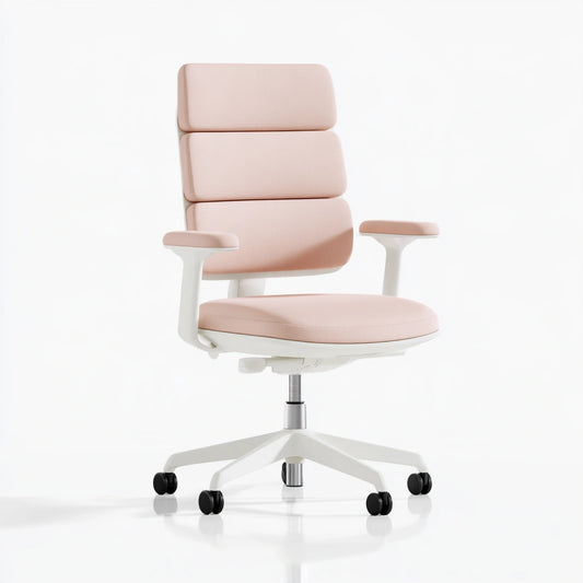 Ergonomiczny fotel biurowy, kolor: jasnoróżowy i biały