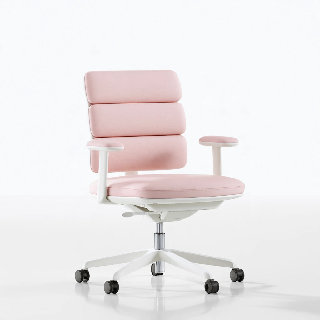 Ergonomiczny fotel biurowy, kolor: jasnoróżowy i biały